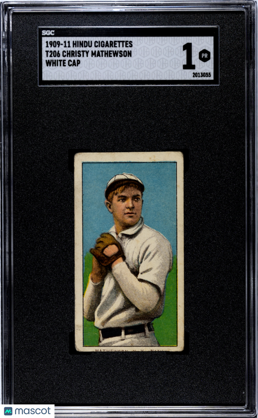 T206 Christy Mathewson White Cap New York SGC 1 Hindu Brown Back