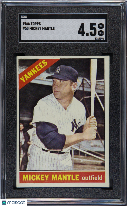 1966 Topps #50 Mickey Mantle Yankees SGC 4.5