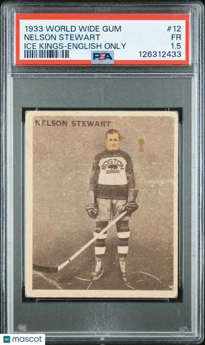 1933 World Wide Gum Ice Kings #12 Nelson Stewart Rookie HOF English Only PSA 1.5