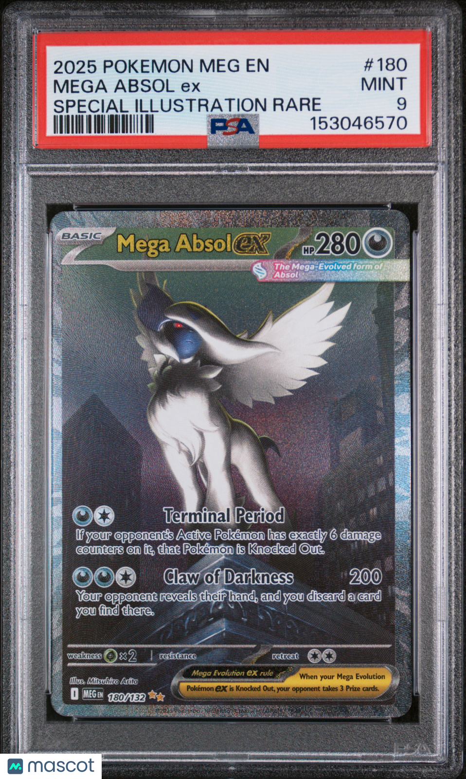 2025 Pokemon Mega Evolution #180 Mega Absol EX Special Illustration Rare PSA 9