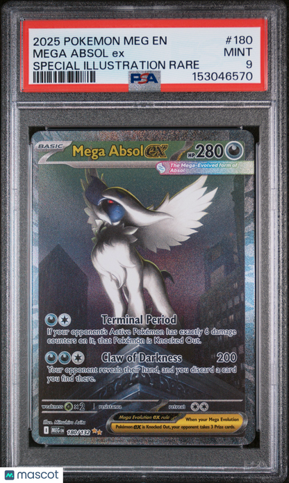 2025 Pokemon Mega Evolution #180 Mega Absol EX Special Illustration Rare PSA 9