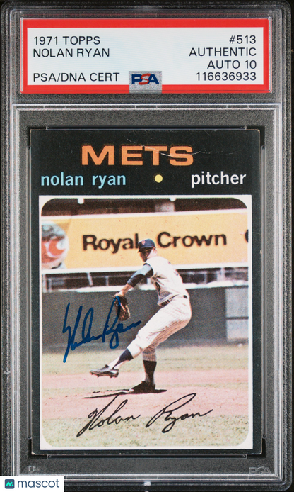 1971 Topps #513 Nolan Ryan Signed PSA Authentic Auto 10