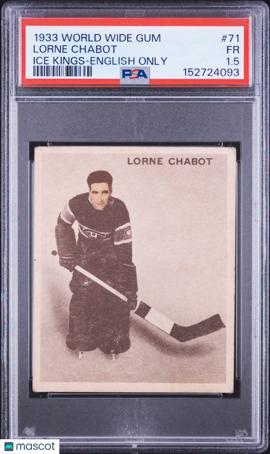 1933 World Wide Gum Ice Kings #71 Lorne Chabot Canadiens English Only PSA 1.5