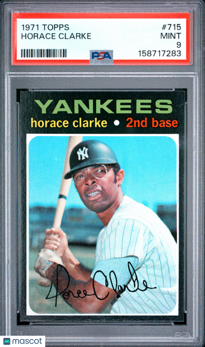 1971 Topps #715 Horace Clarke Yankees Short Print PSA 9
