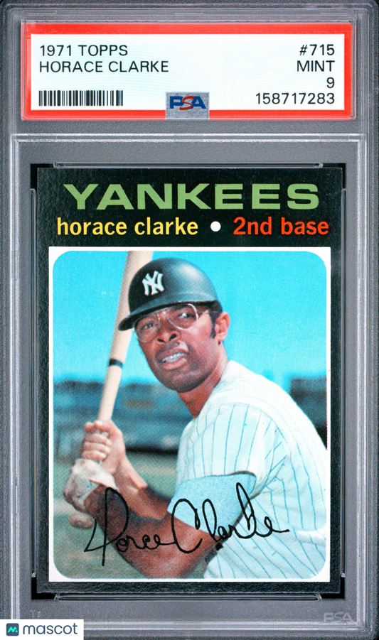 1971 Topps #715 Horace Clarke Yankees Short Print PSA 9
