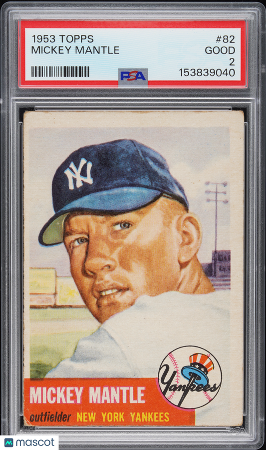 1953 Topps #82 Mickey Mantle Yankees PSA 2
