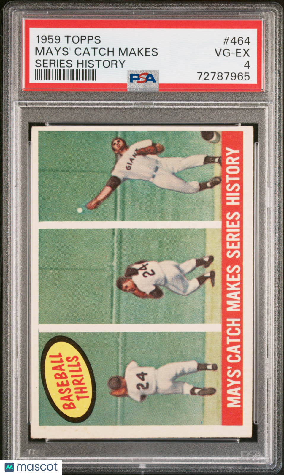 1959 Topps #464 Willie Mays' Catch Makes Series History PSA 4
