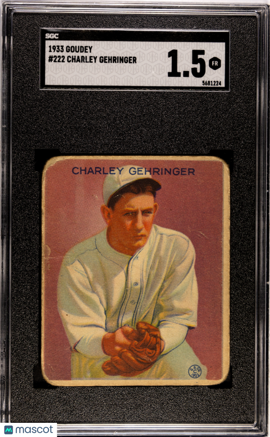 1933 Goudey #222 Charley Gehringer Tigers SGC 1.5