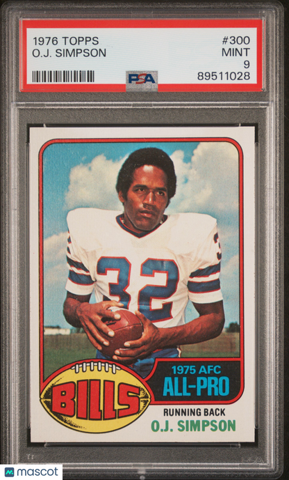 1976 Topps #300 O. J. Simpson Bills PSA 9