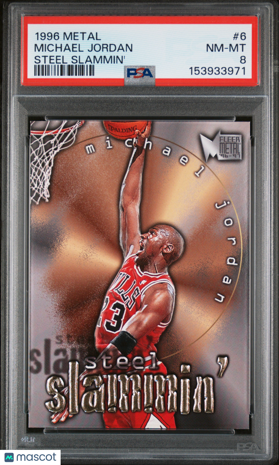 1996 Fleer Metal Steel Slammin' #6 Michael Jordan Bulls PSA 8