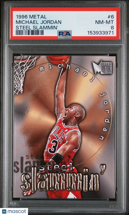 1996 Fleer Metal Steel Slammin' #6 Michael Jordan Bulls PSA 8