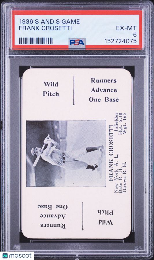 1936 S And S Game Frank Crosetti Yankees PSA 6