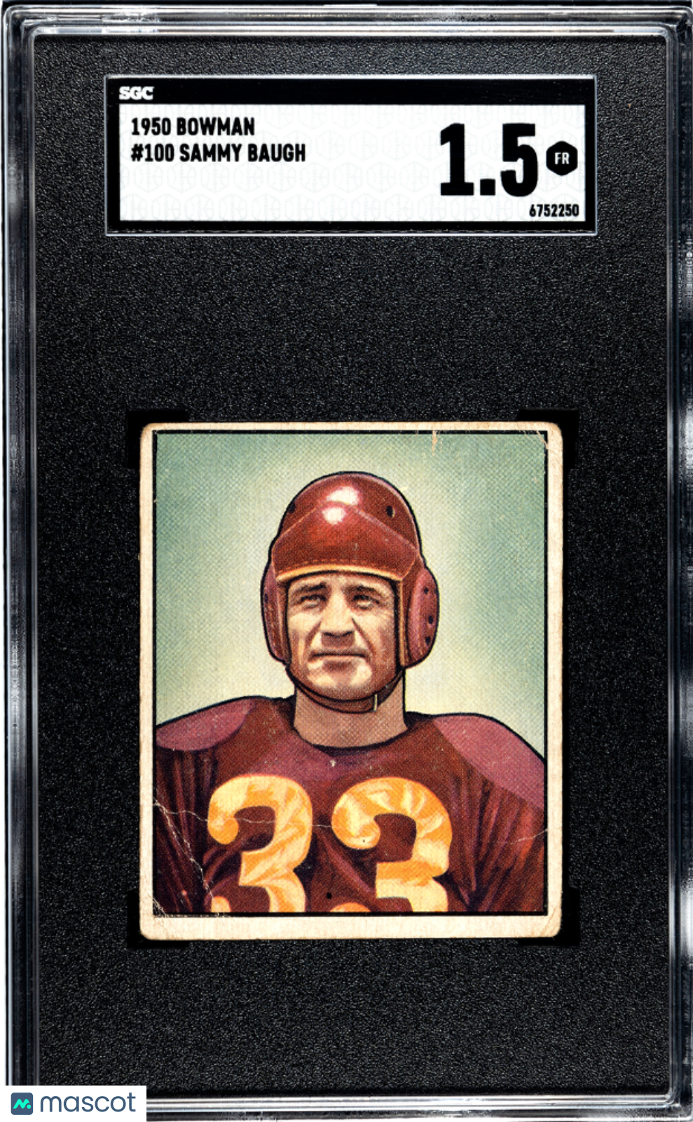 1950 Bowman #100 Sammy Baugh Washington SGC 1.5
