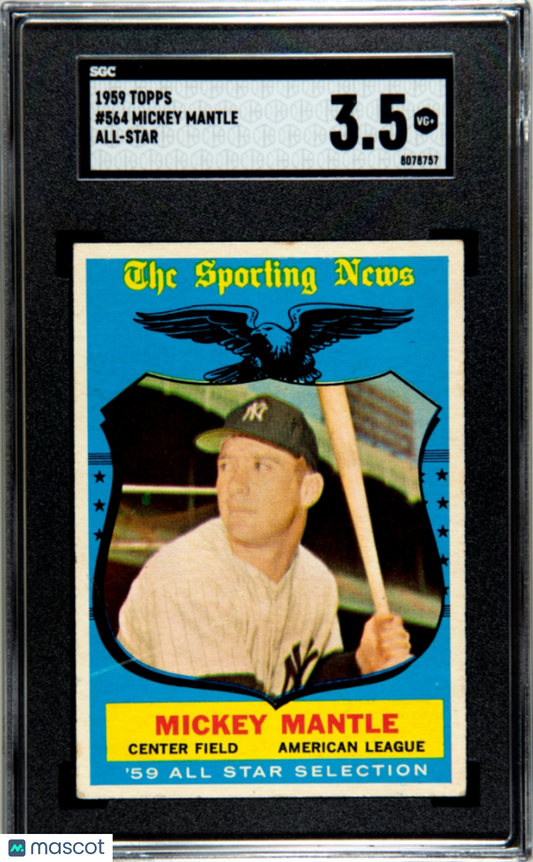 1959 Topps #564 Mickey Mantle All-Star Yankees SGC 3.5