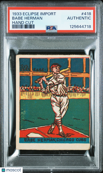 1933 Eclipse Import #418 Babe Herman Chicago PSA Authentic