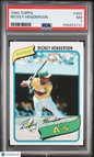 1980 Topps #482 Rickey Henderson Rookie HOF A's PSA 7 Well Centered