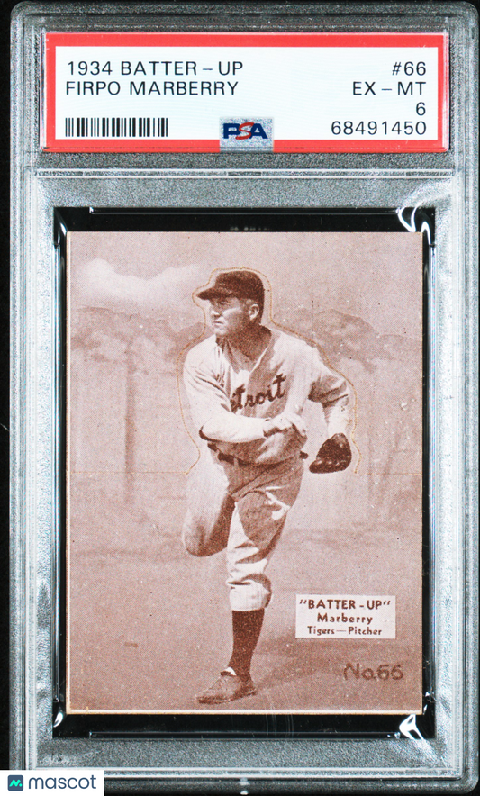 1934 Batter-Up #66 Firpo Marberry Tigers PSA 6