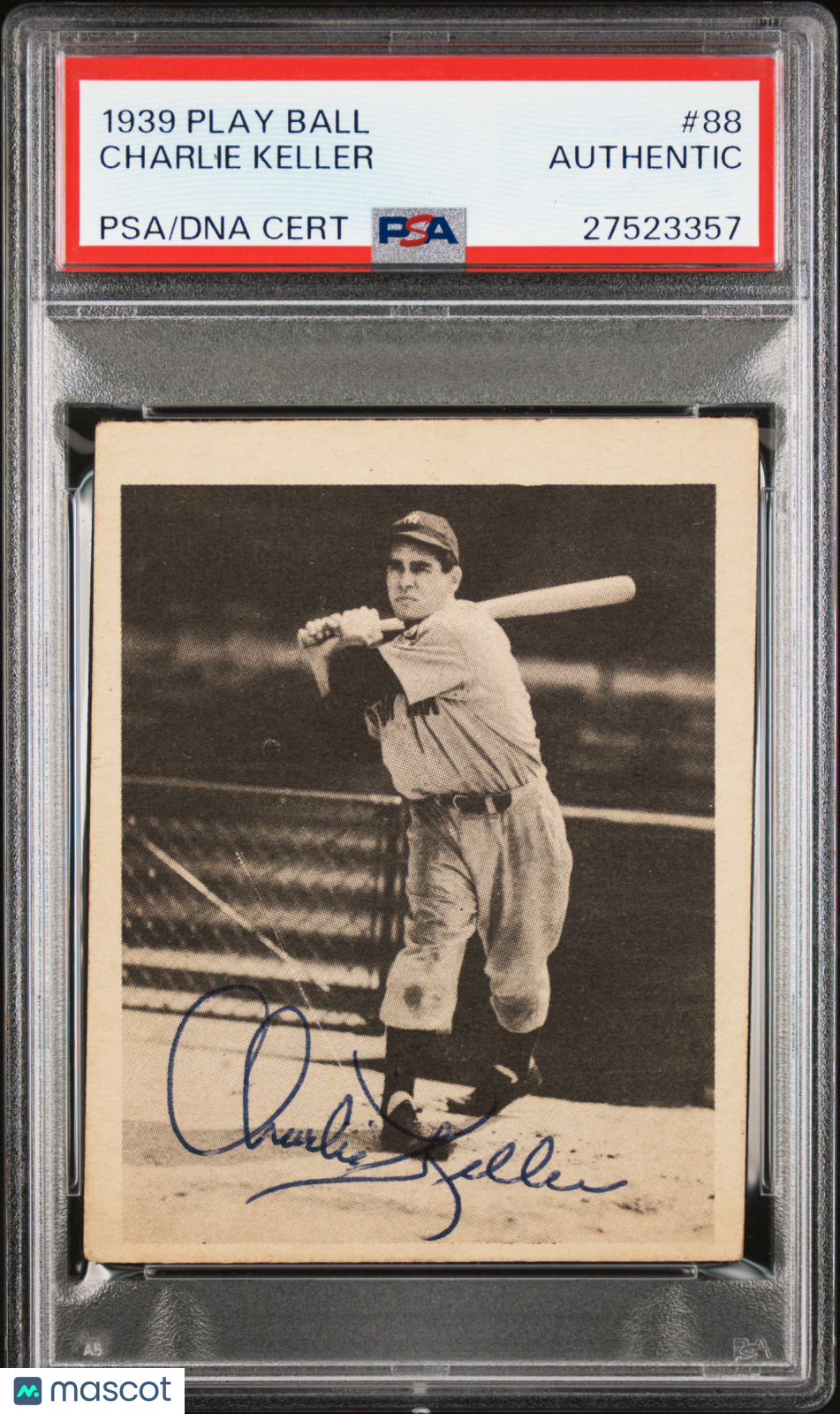 1939 Play Ball #88 Charlie Keller Yankees Signed Auto PSA Authentic