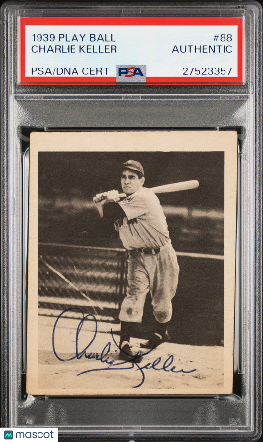 1939 Play Ball #88 Charlie Keller Yankees Signed Auto PSA Authentic