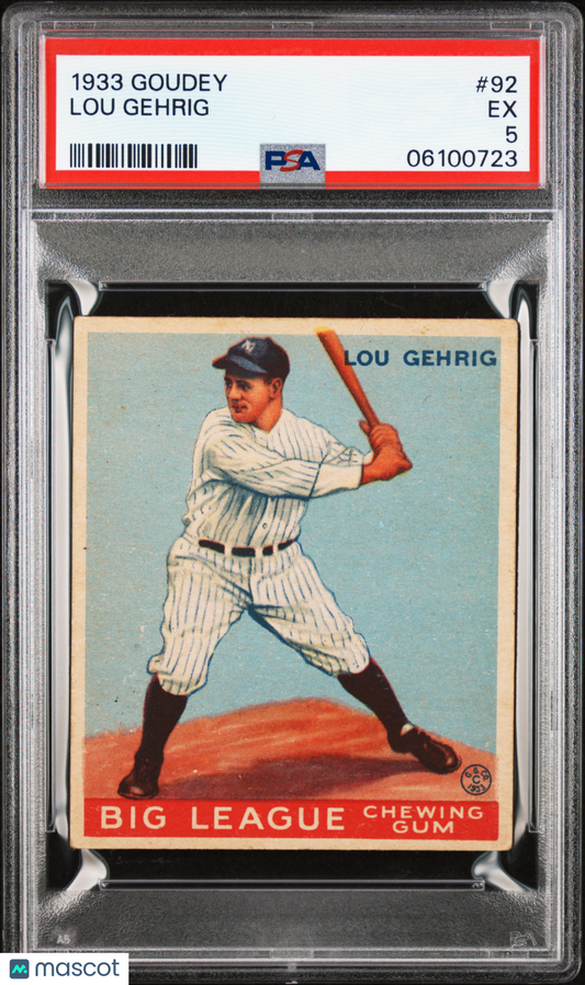 1933 Goudey #92 Lou Gehrig Yankees PSA 5 Well Centered