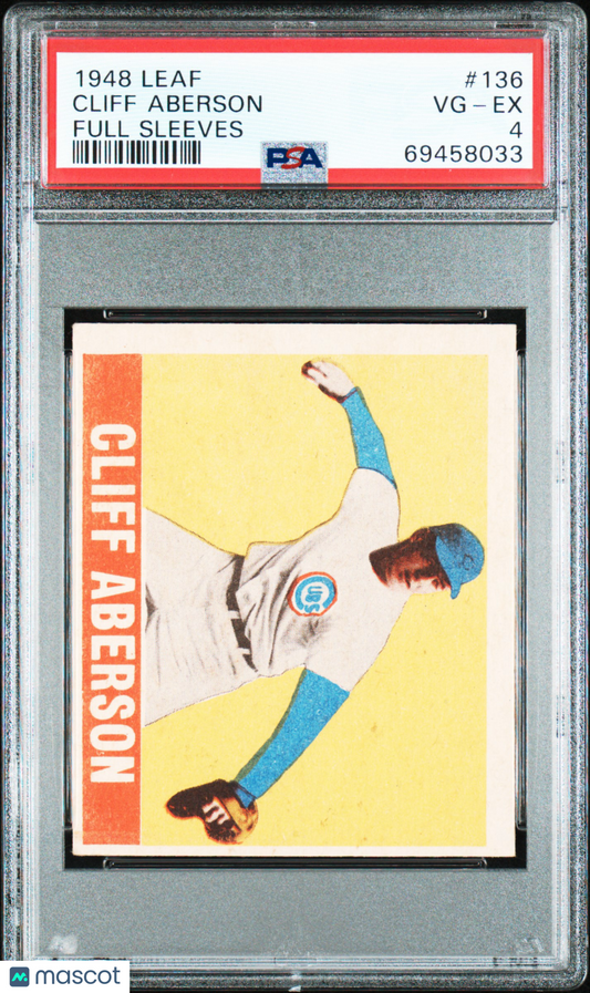 1948 Leaf  #136 Cliff Aberson Full Sleeves Cubs PSA 4