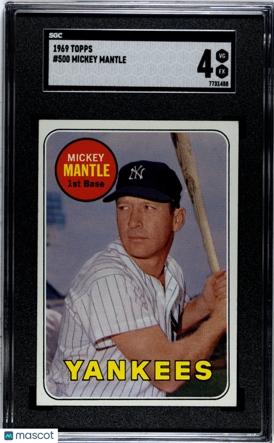 1969 Topps #500 Mickey Mantle Yankees SGC 4