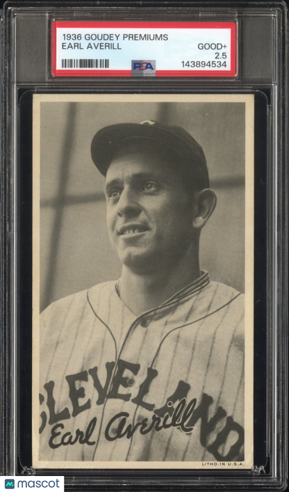 1936 Goudey Premiums Earl Averill Indians PSA 2.5