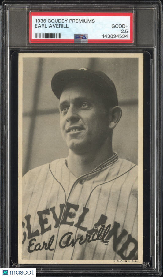 1936 Goudey Premiums Earl Averill Indians PSA 2.5