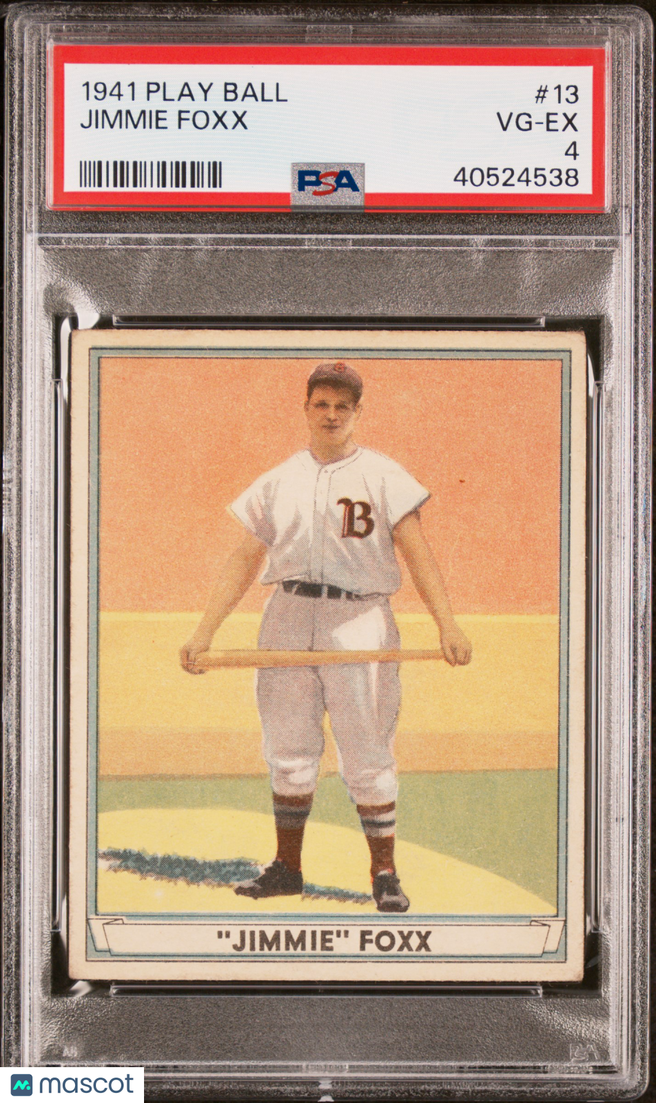 1941 Play Ball #13 Jimmie Foxx Red Sox PSA 4 Well Centered