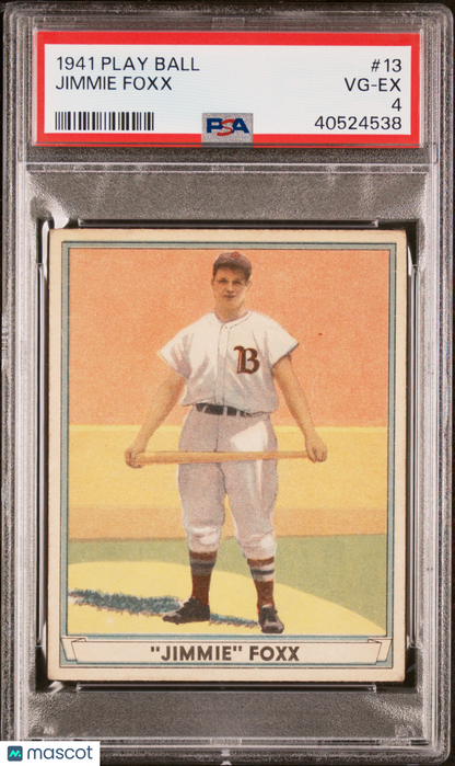 1941 Play Ball #13 Jimmie Foxx Red Sox PSA 4 Well Centered