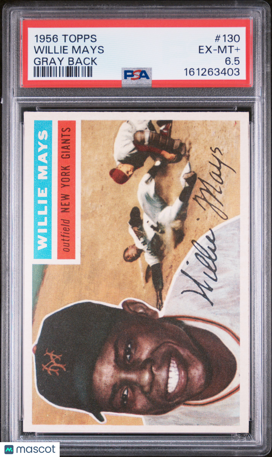 1956 Topps #130 Willie Mays Gray Back Giants PSA 6.5 Well Centered