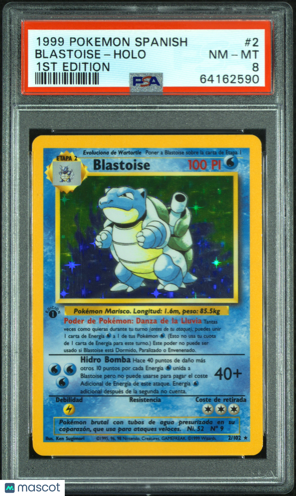 1999 Pokemon Spanish Blastoise #2 Spanish 1ST Edition PSA 8