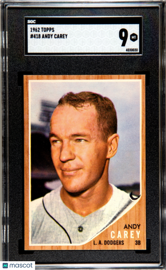1962 Topps #418 Andy Carey Dodgers SGC 9