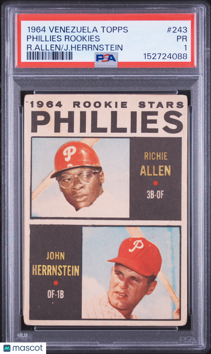 1964 Venezuela Topps #243 Richie Dick Allen Rookie HOF PSA 1 Well Centered