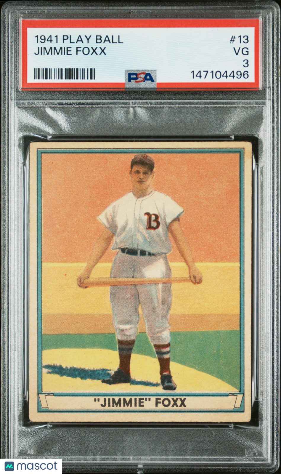 1941 Play Ball #13 Jimmie Foxx Red Sox PSA 3 Well Centered