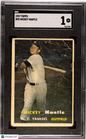 1957 Topps #95 Mickey Mantle Yankees SGC 1