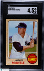1968 Topps #280 Mickey Mantle Yankees SGC 4.5