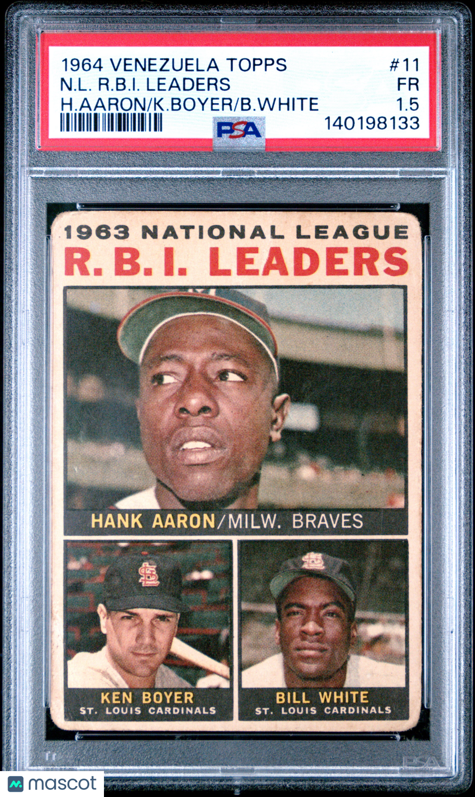 1964 Venezuela Venezuelan Topps #11 NL RBI Leaders w/ Hank Aaron PSA 1.5