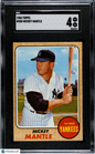 1968 Topps #280 Mickey Mantle Yankees SGC 4