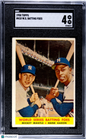 1958 Topps #418 World Series Batting Foes w/ Mickey Mantle & Hank Aaron SGC 4