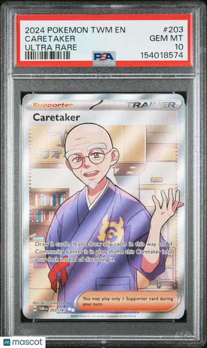 2024 Pokemon TWM EN Twilight Masquerade #203 Caretaker Ultra Rare PSA 10