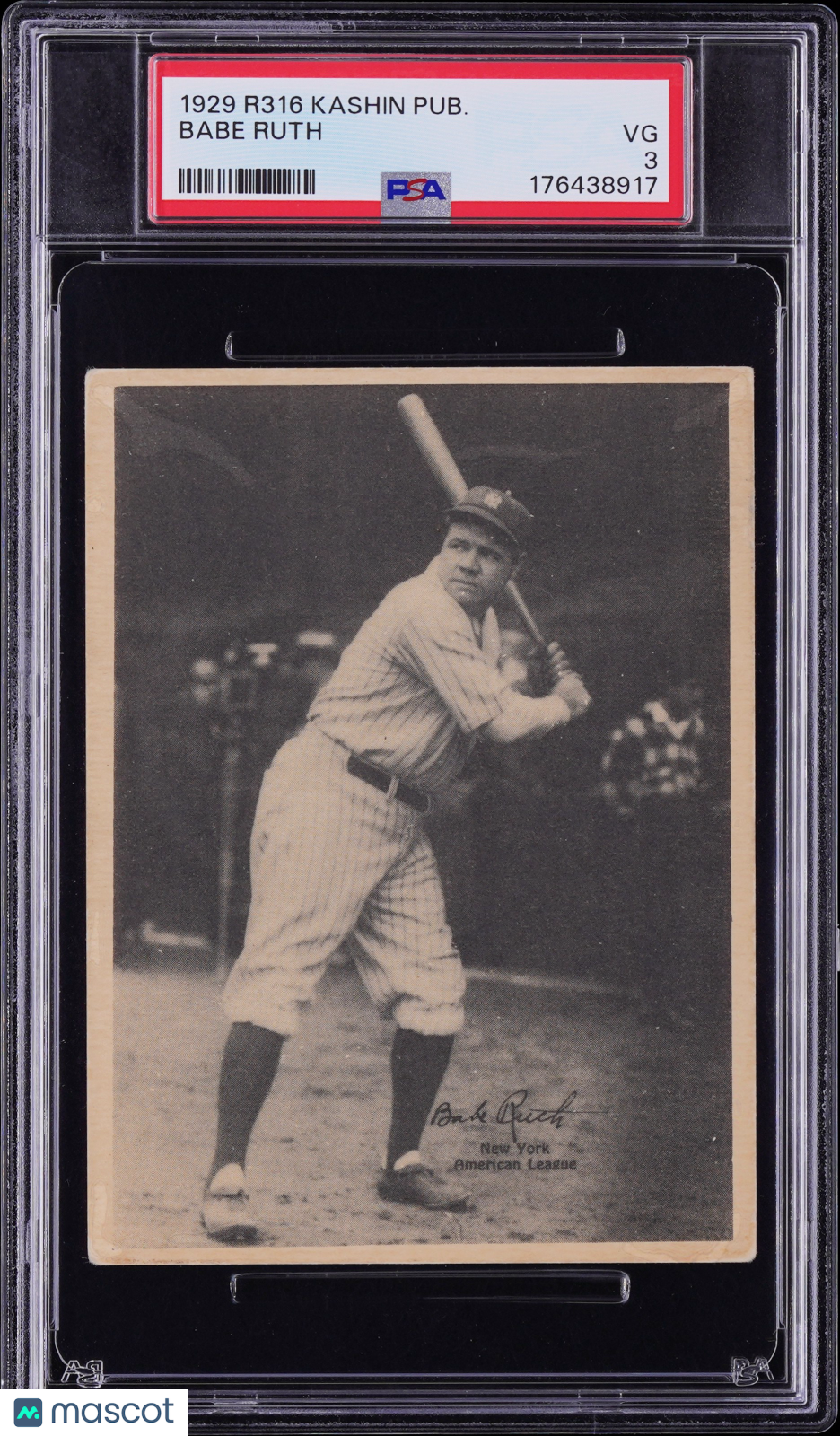 1929 R316 Kashin Babe Ruth Yankees PSA 3 Well Centered