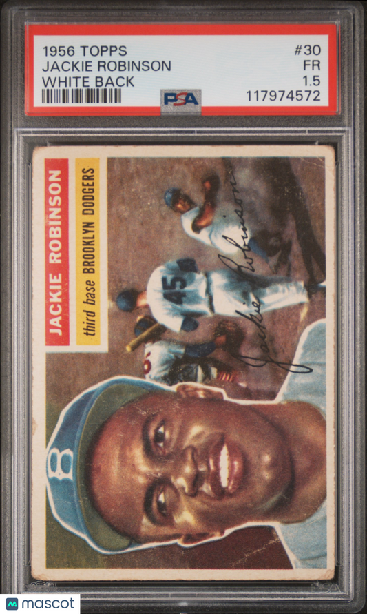 1956 Topps #30 Jackie Robinson White Back Dodgers PSA 1.5