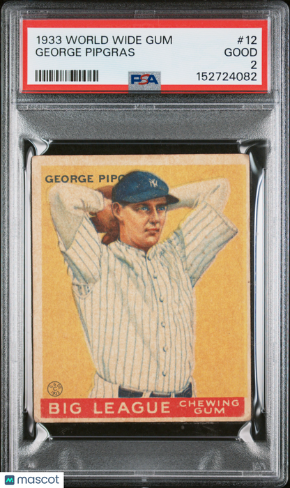1933 Goudey World Wide Gum #12 George Pipgras Yankees PSA 2