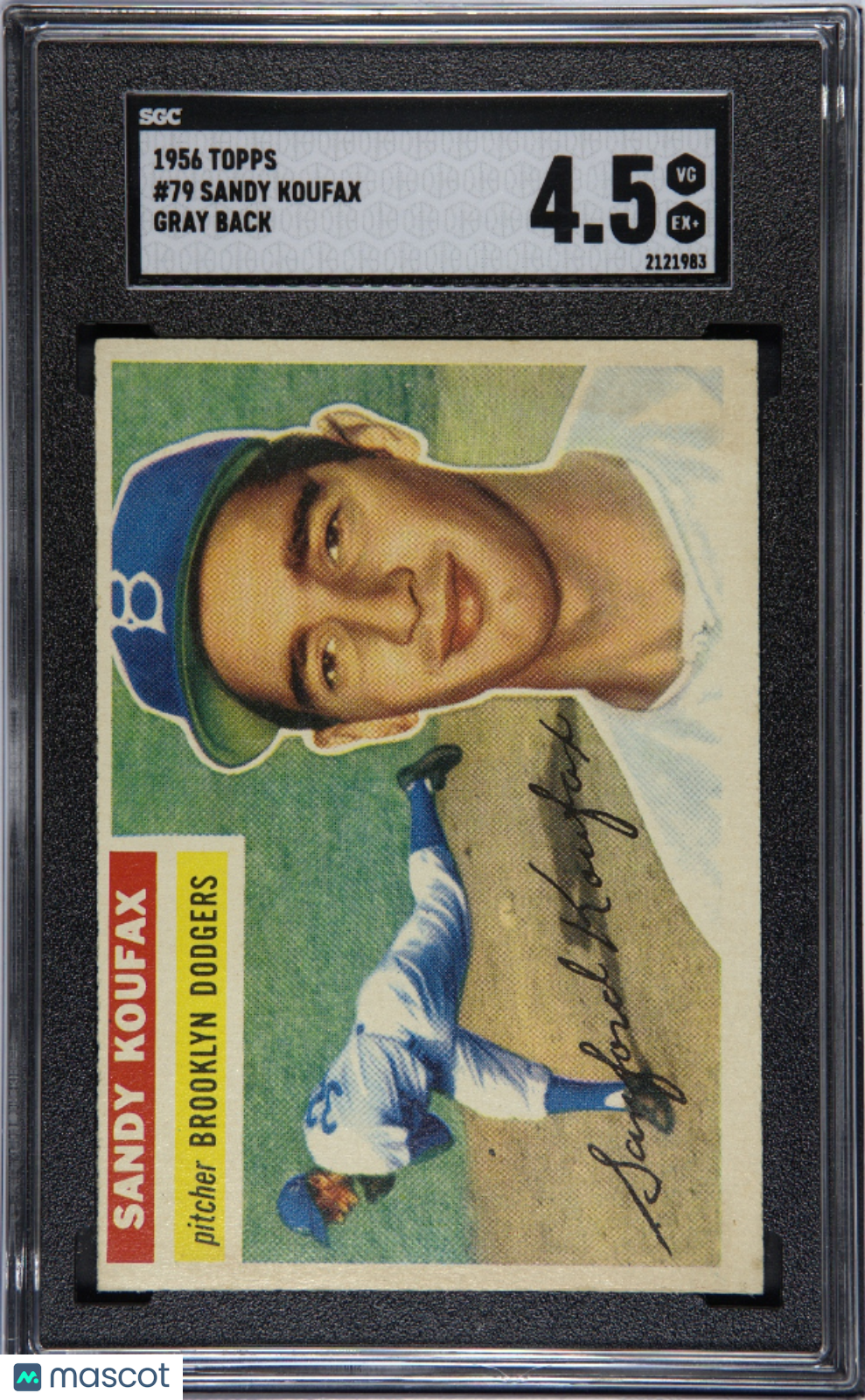 1956 Topps #79 Sandy Koufax 2nd Year Dodgers Gray Back SGC 4.5