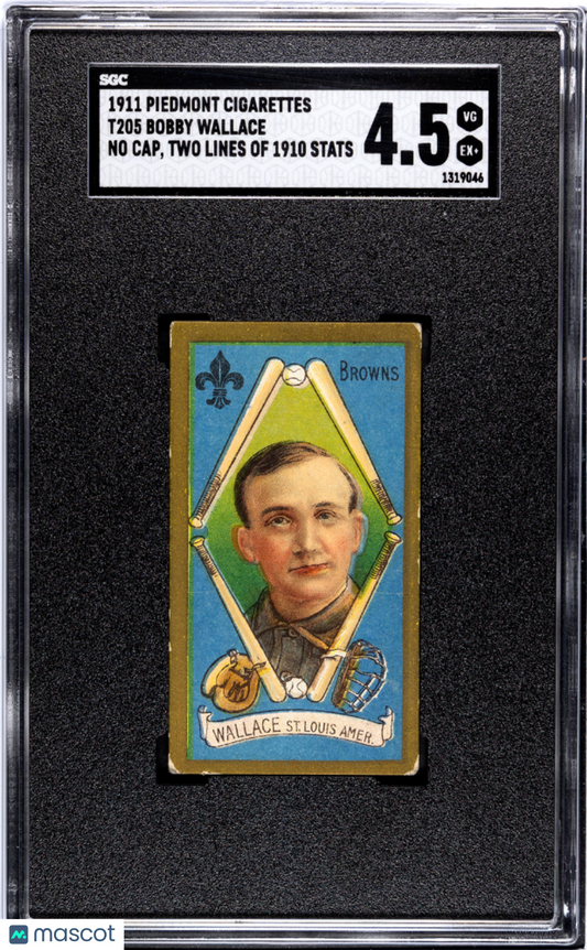T205  Bobby Wallace No Cap Two lines of 1910 Stats SGC 4.5 Piedmont Back