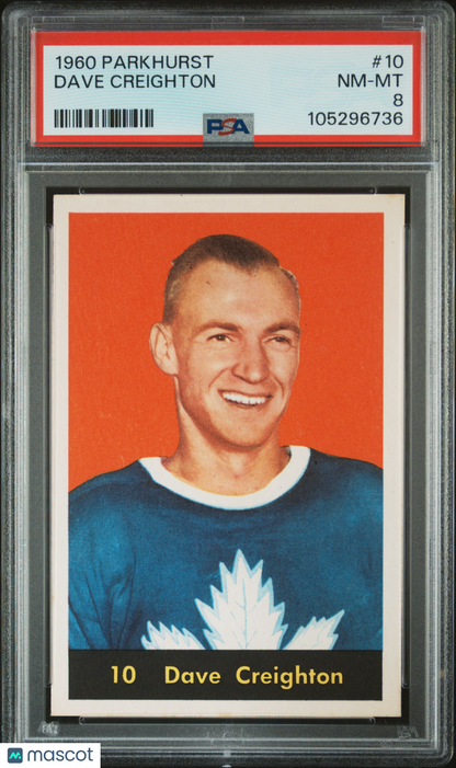 1960 Parkhurst #10 Dave Creighton Maple Leafs PSA 8