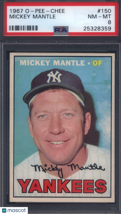 1967 O-Pee-Chee #150 Mickey Mantle Yankees PSA 8 pop 18 (None Higher)