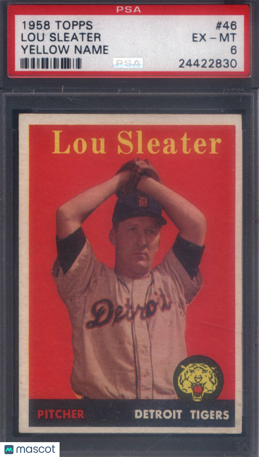 1958 Topps #46 Lou Sleater Yellow Name Tigers PSA 6