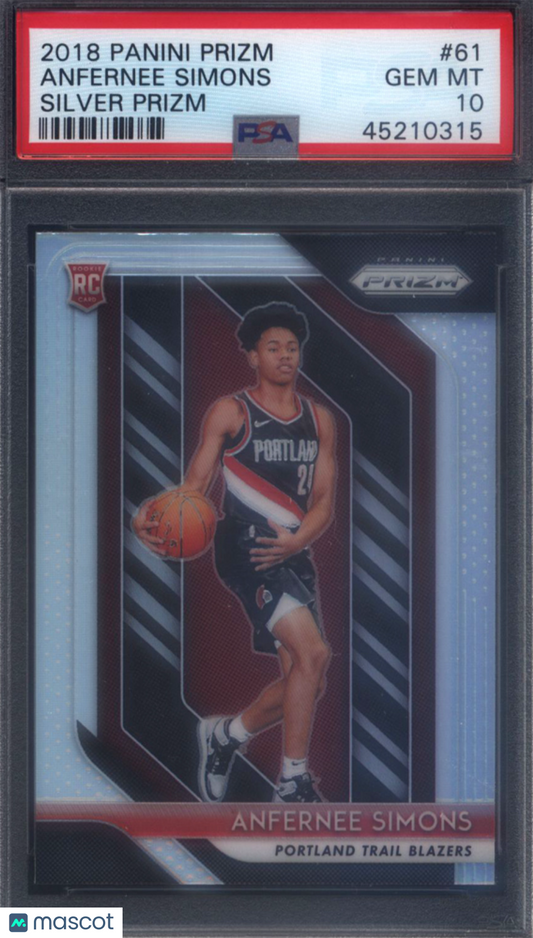 2018 Panini Prizm #61 Anfernee Simons Silver Rookie PSA 10